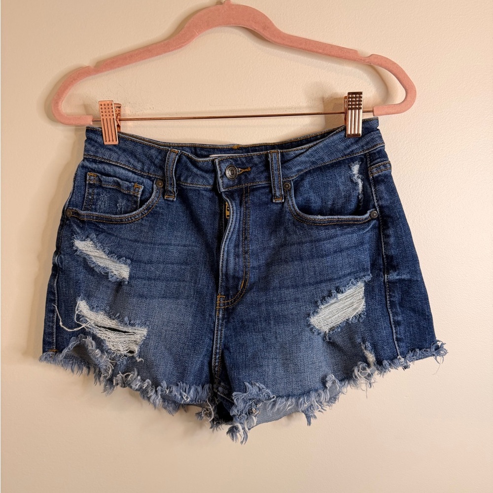 Eunina Blue Distressed Jean Shorts